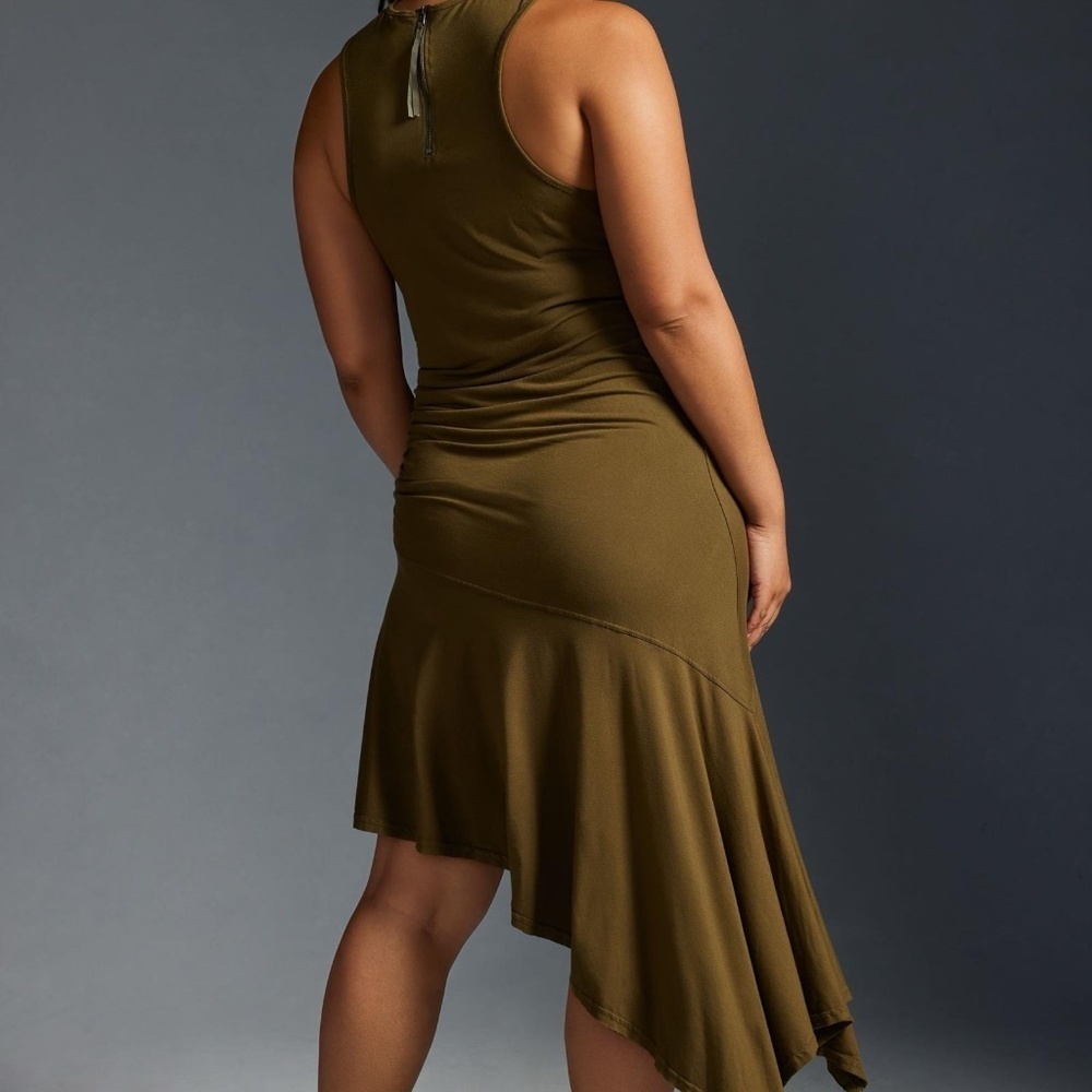 NWT Anthropologie Olive Daily Practice Sleeveless Side Ruched Dress Medium - Picture 4 of 9
